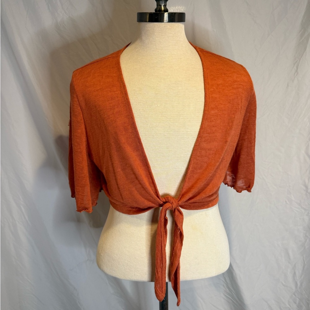 Torrid Rust Tie-Front Shrug